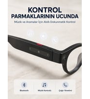 Siyah Kameralı Akıllı Gözlük AI Görüntü Tanıma Bluetooth Müzik Telefon Görüşme Dokunmatik Kontrollü