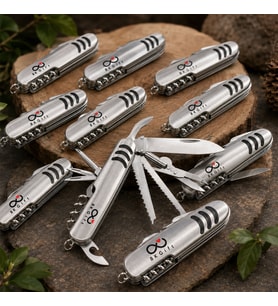 Logonuza Özel 10 Adet 11 Fonksiyonlu Çok Amaçlı Metal Çakı UV Baskılı / Lazer Baskılı Kamp ve Outdoor Çakısı 3008-11
