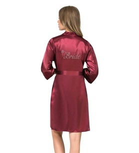 Amora Secret Bordo Kısa Saten Bride Sabahlık
