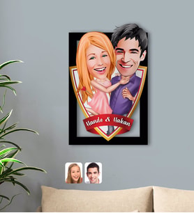BK Gift Kişiye Özel İsimli Sevgililer Karikatürlü 3D Ahşap Tablo-3