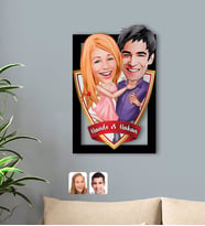 BK Gift Kişiye Özel İsimli Sevgililer Karikatürlü 3D Ahşap Tablo-3