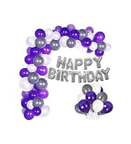 Gri Mor Lüks Doğum Günü Balon Set