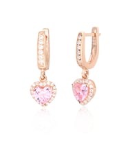 925 Ayar Gümüş Swarovski Pembe Kalp Küpe