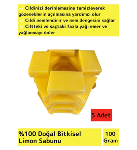Özel Üretim %100 Doğal Ciltte Derinlemesine Temizlik Yüz Cilt Saç Vücut Bitkisel Limon Sabunu 5 Adet