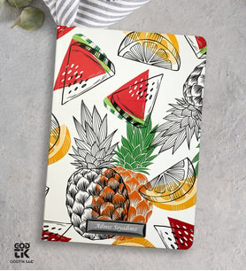 Kişiye Özel Co Notes Marka Beyaz Renk Karpuz - Ananas - Portakal Karışık Meyve Modelli Kareli Defter GDTK-906122