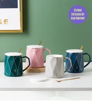 Geometrik Desenli Modern Seramik Kupa