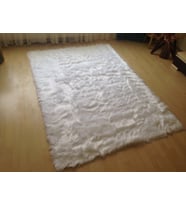 Tappeto Kuzu Kürkü Dekoratif Post Peluş Halı Beyaz