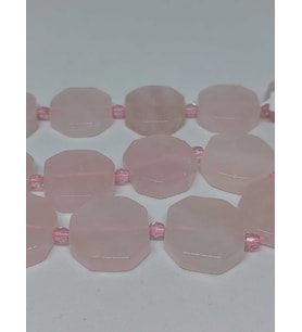 Pembe Kuvars Taşı Sekizgen Şekilli YARIM Dizi (35685) (Toplam 7 adet taş)