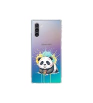 Samsung Galaxy Note 10 ile Uyumlu Splash Panda Tasarımlı Şeffaf Silikon Kılıf