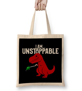 Cute & Funny I Am Unstoppable T-Rex Dinosaur Pun Bez Çanta Uzun Saplı