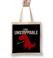 Cute & Funny I Am Unstoppable T-Rex Dinosaur Pun Bez Çanta Uzun Saplı