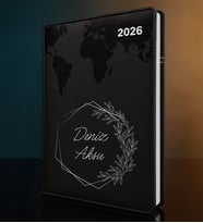 BK Gift Kişiye Özel İsimli Termo Sert Kapak 2026 Siyah Ajanda -9, Öğretmenler Günü Hediyesi, Yeni İş Hediyesi