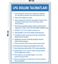 Metal LPG Dolum Talimatları 30 cm x 40 cm A3 Büyüklüğünde Uyarı Levhası Yönlendirme Tabelası