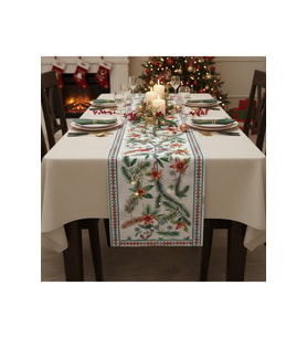 Yılbaşı Temalı Dijital Baskılı Runner Örtüsü Christmas 40x140 cm