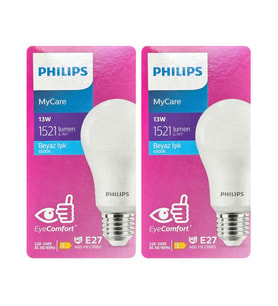 Philips 13W (100W) 6500K (Beyaz Işık) E27 Duylu Led Ampul (2 Adet)