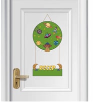 İsme Özel Uzay Temalı Bebek/Çocuk Ahşap Kapı Süsü (Yeşil)