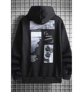Unisex Santa Monica Beach Oversize Sweatshirt (Siyah)