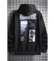 Unisex Santa Monica Beach Oversize Sweatshirt (Siyah)