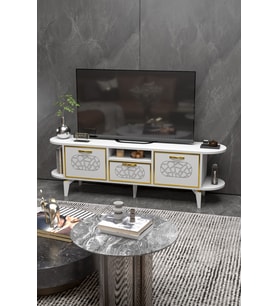 Tv Sehpası Mira Gold 5032 Beyaz 160 Cm 35 Cm 50 Cm