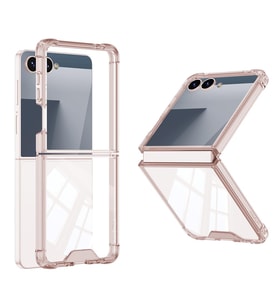 Galaxy Z Flip 7 Kılıf Full Camlı Kıpta Kapak (Pembe)
