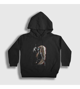 Presmono Unisex Çocuk Siyah Lady Indian Kızılderili Kapüşonlu Sweatshirt 306808tt