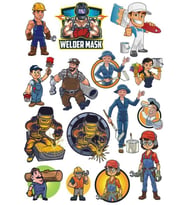 İşçi Sticker Set-2 15 Parça Telefon, Tablet, Defter, Laptop Sticker