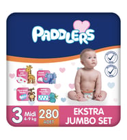 Paddlers Bebek Bezi 3 Numara Midi (4-9 Kg) 280 Adet – Ekstra Jumbo Set