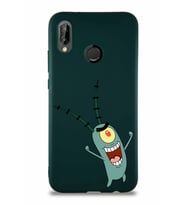 Huawei P20 Lite Soft Premier Kapak Plankton Tasarımlı Silikon Kılıf - Yeşil (Şeffaf)
