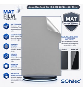 SChitec Apple MacBook Air 13.6 (M2 2024) Uyumlu Ön Yüzey Mat Hidrojel Ekran Koruyucu