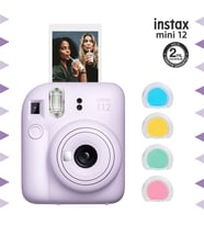 Instax mini 12 Lila Fotoğraf Makinesi ve 4'lü Renkli Lens Seti