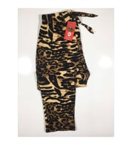 Leopar Desenli Cepli Süet Kışlık Pijama Altı 2021-s10 (Kahverengi)