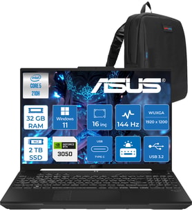 Asus Tuf Gaming F16 FX607VJ Intel Core 5-210H 32GB 2tb SSD RTX3050 6gb 16 Inç Wuxga 144Hz IPS Windows 11 Home Gaming Notebook RL033H19 + Zetta Çanta