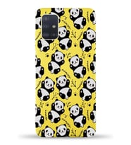 Samsung Galaxy M31s Uyumlu Lansman Kılıf Panda Tasarımlı İçi Kadife Kapak-Sarı (Şeffaf)