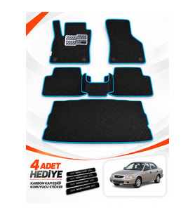 e-biz HYUNDAİ ACCENT ADMİRE (1999-2005) Uyumlu EVA Oto Paspas Bagaj Paspası Dahil Siyah-Turkuaz