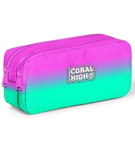 Coral High Pembe Su Yeşili Renk Geçişli İki Bölmeli Kalem Çantası - Kız Çocuk