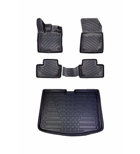 Renault Captur 2020+ 3D Havuzlu Paspas ve Üst Bagaj Havuzu Seti (Siyah)