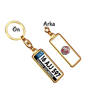 Kişiye Özel MG Logo Tema Plaka Anahtarlık (Altın)