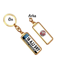 Kişiye Özel MG Logo Tema Plaka Anahtarlık (Altın)