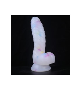MYST COLOR Dildo Renkli Benekli Tırtıklı Ultra Yumuşak Şeffaf Realistik Yapay Penis