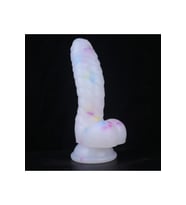 MYST COLOR Dildo Renkli Benekli Tırtıklı Ultra Yumuşak Şeffaf Realistik Yapay Penis