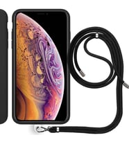 Apple iPhone X İp Askılı Silikon Kılıf Siyah