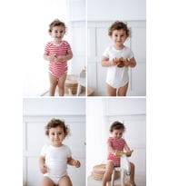 %100 Pamuk 2li Kısa Kollu Bebek Body (MAVI-BEYAZ)