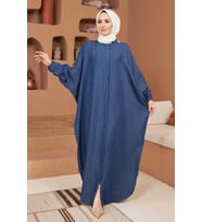 6571-Tensel Abaya Koyu Mavi