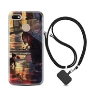 General Mobile GM8 Go GM9 GM20 Pro Plus Kılıf Boyun Askılı Silikon Kız ve Kedi 1762