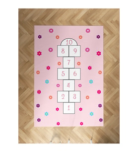 MEKTA HOME BEBEK VE ÇOCUK ODASI Seksek ve Renkli Çiçek Desenli Halı