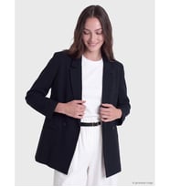 LCW Modest Lacivert Kruvaze Yaka Oversize Kadın Blazer Ceket