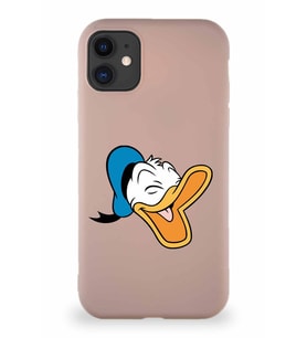 Apple iPhone 11 Soft Premier Kapak Donald Duck-E Tasarımlı Silikon Kılıf - Pudra (Şeffaf)