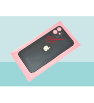 Tkgz - iPhone 11 Arka Pil Batarya Kapağı - Cam kapak Geniş Lens Deliği - SİYAH