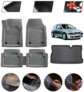 Opel Corsa C 2000-2005 Uyumlu Paspas Araca Özel Bagaj Havuzu MBS Gri