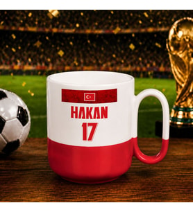 BK Gift Kişiye Özel Türkiye Taraftar Temalı 2026 Dünya Kupası Tasarımlı Kırmızı Joyful Kupa Bardak -5, Tek Yürek Milli Takım Ruhu